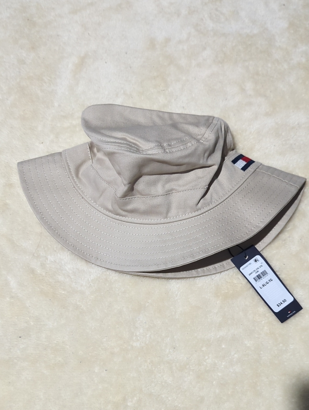 Tommy Hilfiger Khaki Wide-Brim Bucket Hat with Flag Detail